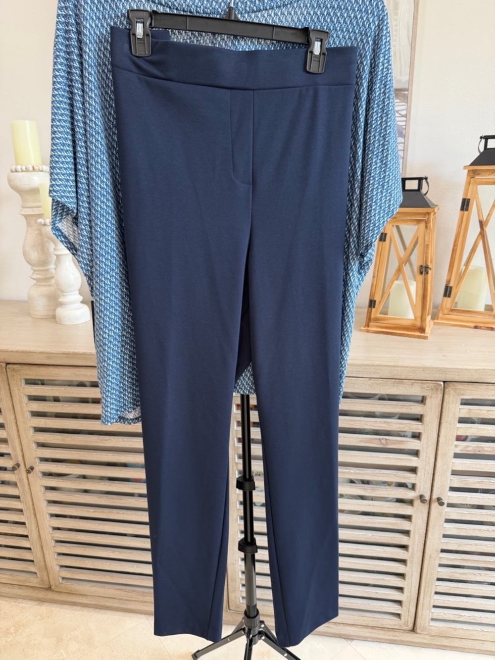 Ruby Rd. Navy Pull-On Straight Leg Trousers